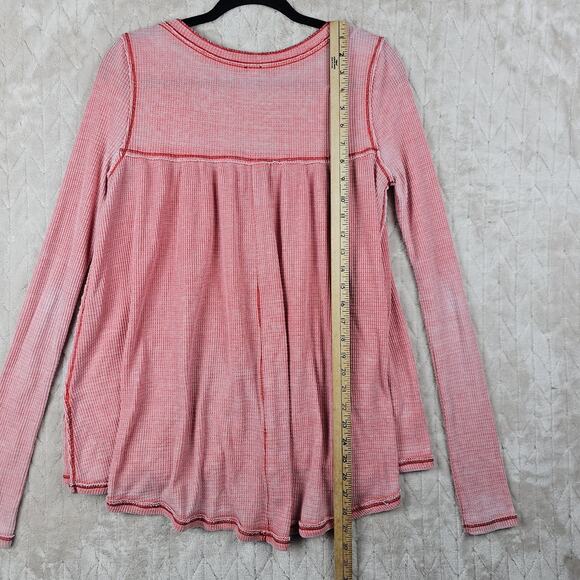 We The Free Thermal Henley Womens Small Pink Long Sleeve Boho Waffle Knit Top - Picture 6 of 8